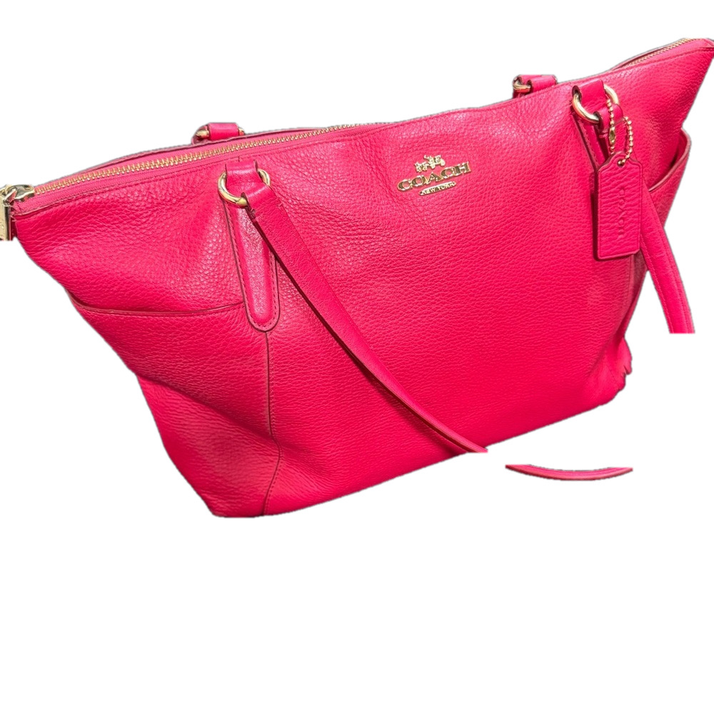 COACH AVA TOTE IN PEBBLE LEATHER ~ HOT PINK
